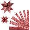 Stjernestrimler, L: 44+78 cm, dia. 6,5+11,5 cm, B: 15+25 mm, rød, hvit, 60 strimler/ 1 pk.