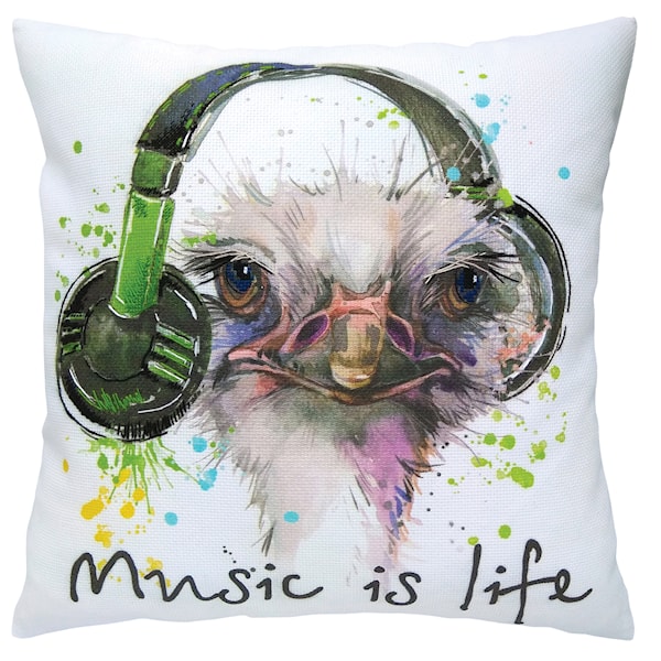 Broderisett putetrekk med trykk music is life 40 x 40 cm RTO