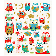 Stickers, ark 15x16,5 cm, ugler, 1ark