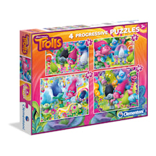 Pussel 4 i 1 Trolls, 360 bitar, Clementoni