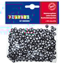 Bokstavperler runde svarte Playbox