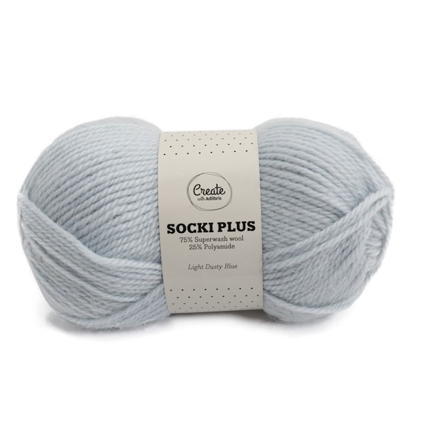 Adlibris Socki Plus Enfärgat lanka 100g Light Dusty Blue A145