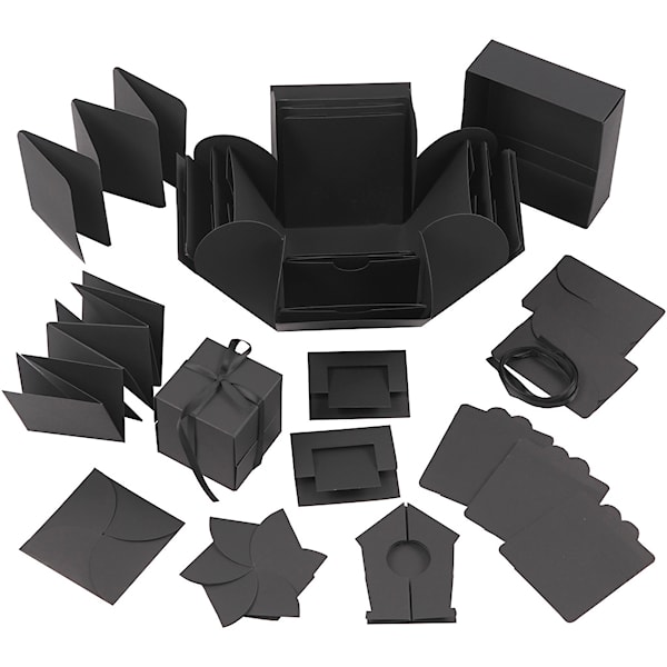 Eksplosjonseske, str. 7x7x7,5+12x12x12 cm, svart, 1 stk.