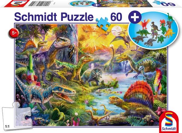 Dinosaurier Pussel & 12 figurer 60 bitar Schmidt