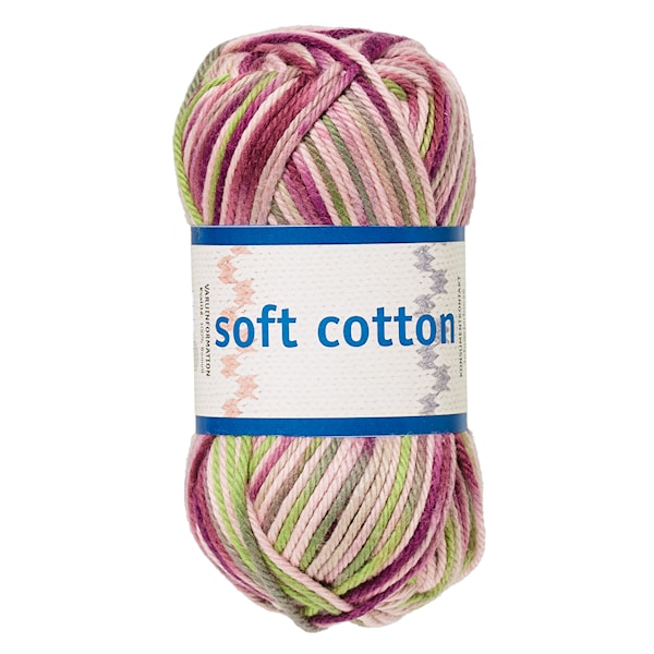 Soft Cotton Bomullsgarn 50g Lila/Rosa/Beige Print (8878)