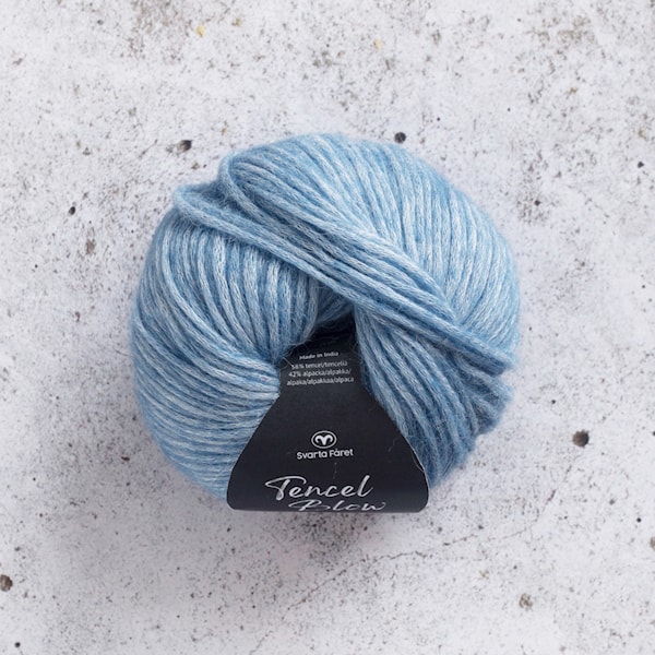 Tencel Blow alpakka-miks garn 50g Porcelain Blue 073 Svarta Fåret