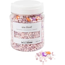 Voksperler, hullstr. 1,3-2,5 mm, ca. 5500 stk., pastellorange, soft rosa, lys lilla, perlemor, 425 g, 700 ml/ 1 boks