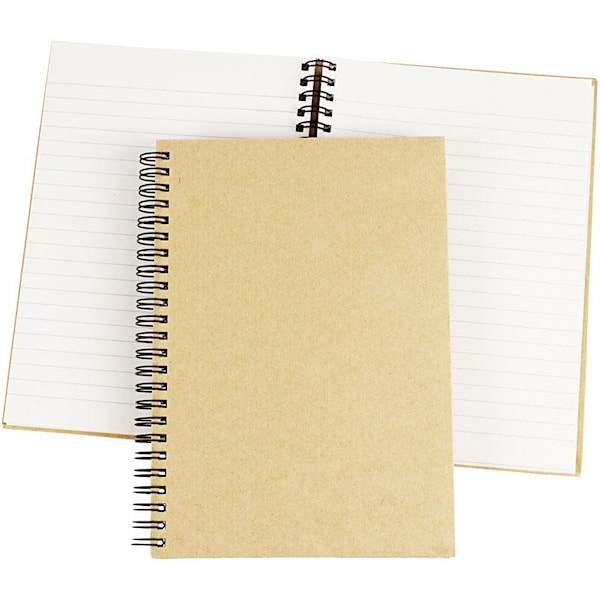 Noteringsbok med spiral, A5, ark 148x210 mm, 60 g, brun, 1 stk.