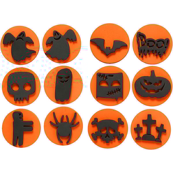 Skumstempler, halloween, dia. 7,5 cm, tykkelse 2,5 cm, 6 stk./ 1 pk.