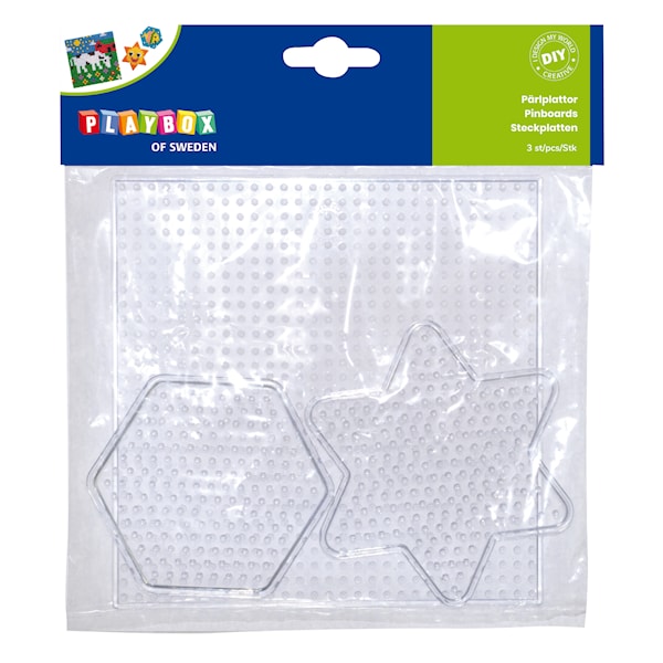 Pärlplattor 3 st stjärna, sexkant & kvadrat Playbox