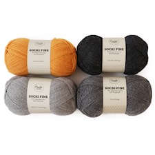Color Pack Adlibris Socki Fine 100g Grey & Mustard 4-pack