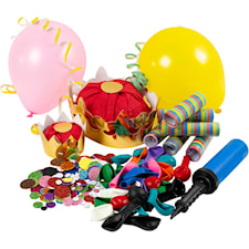 Stort kalas Kit med ballonger, serpentiner och kronor