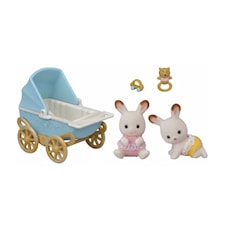Sylvanian Families Tvillingarna Chokladkanin (Ny barnvagn) Set