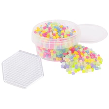 Rörpärlor Transparent 1000 st, Burk Med Platta Playbox