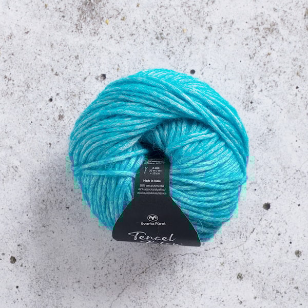 Tencel Blow alpakka-miks garn 50g Aqua Blue 067 Svarta Fåret