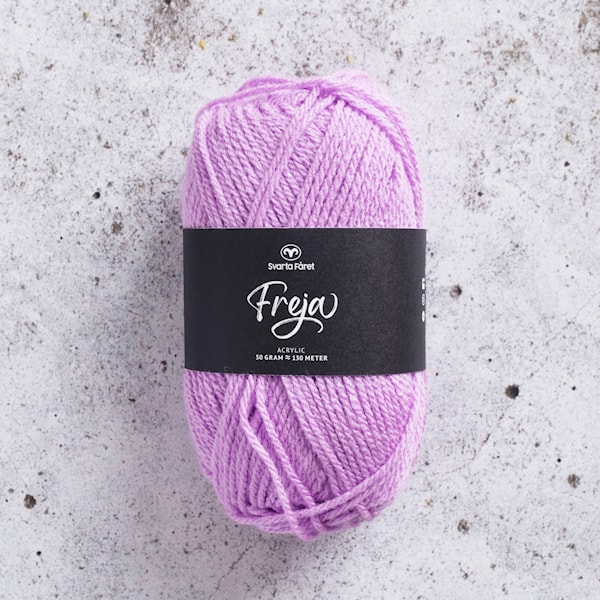 Freja Garn Akryl 50 g lys lilla 61 Svarta Fåret