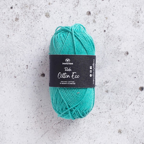 Tilda Cotton Eco Bomullsgarn 25 gr Mint Lagoon (426283) Svarta Fåret