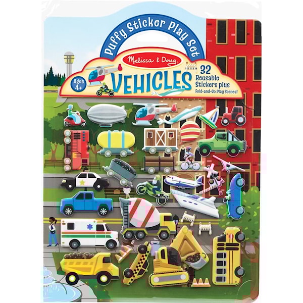 Gjenbrukbare Puffy Stickers - Kjøretøy, Melissa & Doug