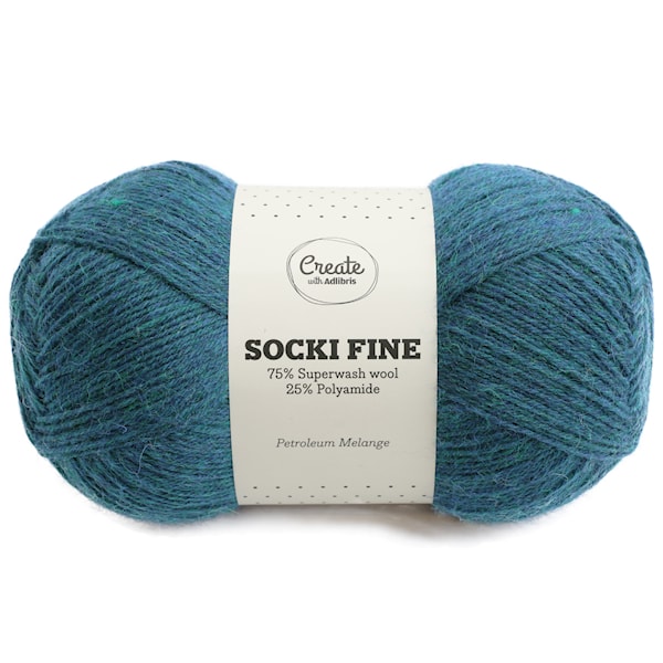Adlibris Socki Fine 100g Petroleum Melange A030