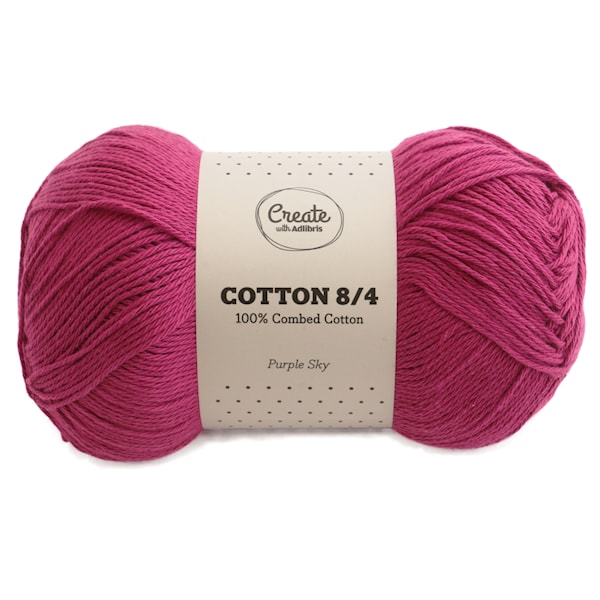 Adlibris Cotton 8/4 Garn 100g Purple Sky A095