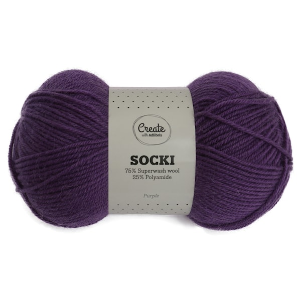 Socki Garn Ensfarget Ullmix 100 g Purple A142 Adlibris