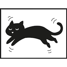 Flying cat black Poster50x70cm