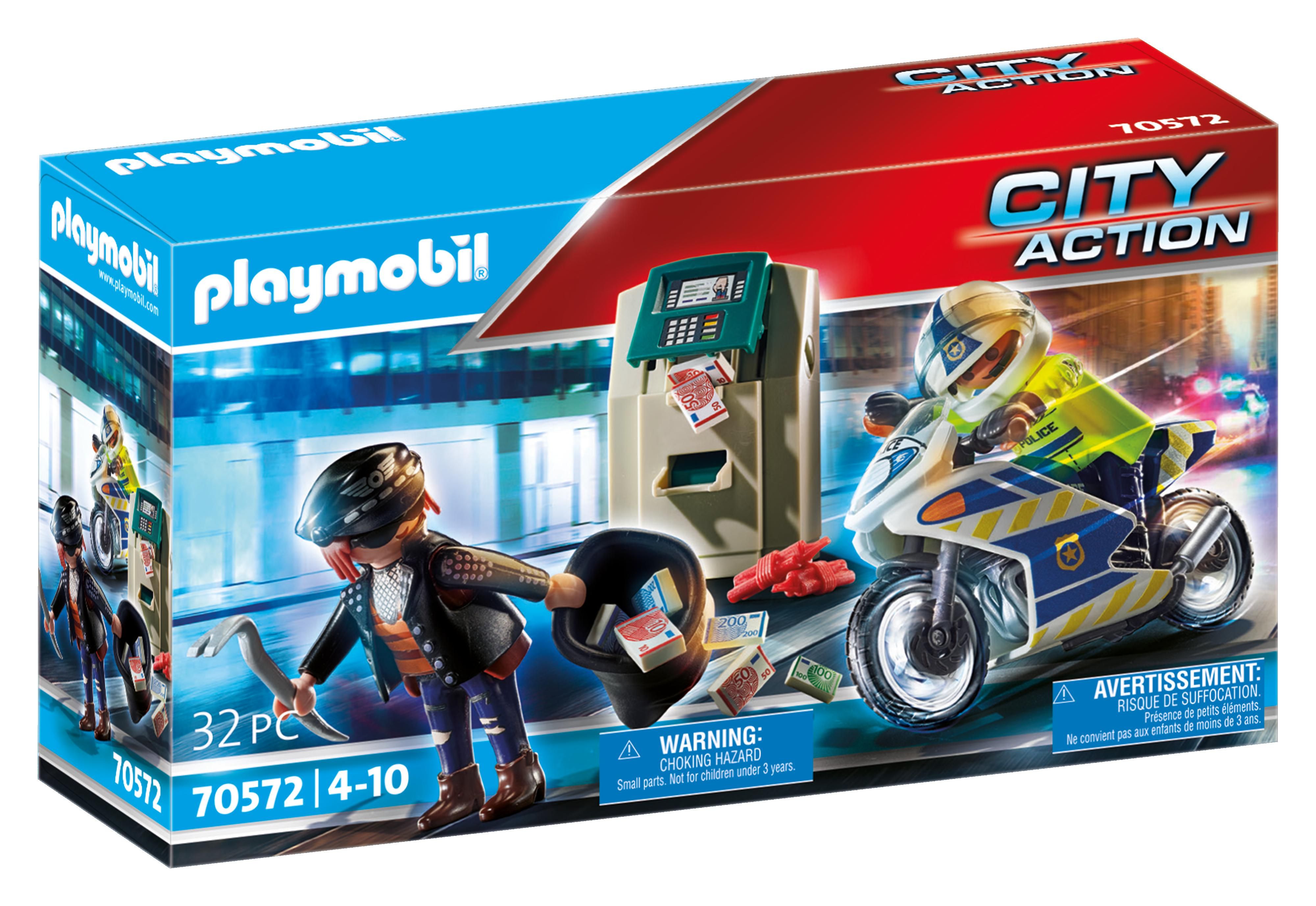 City Action Poliisimoottoripyörä: Raharyöstäjän takaa-ajo (70572) Playmobil
