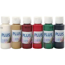 Plus Color hobbymaling, julefarger, 6x60ml