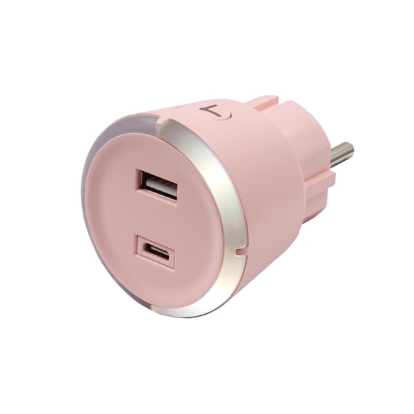 Sikkerhetstimer USB A og C Rosa CAPiDi