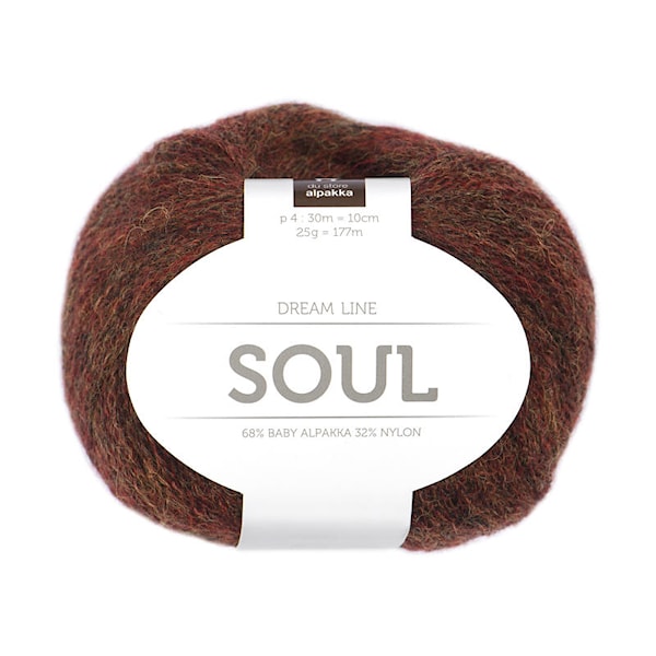 Du store Alpakka Dreamline Soul Garn 25 g Burgunder/rødtoner melert 215