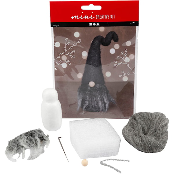 Mini DIY Kit, Jultomte, H: 13 cm, gråmelerad, 1 förp.