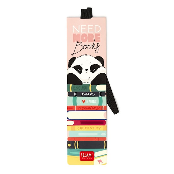 Bokmerke i papp med elastisk løkke, Panda books