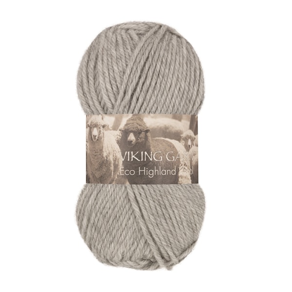 Highland Eco Wool Garn 50 g Lys grå 213 Viking Garn