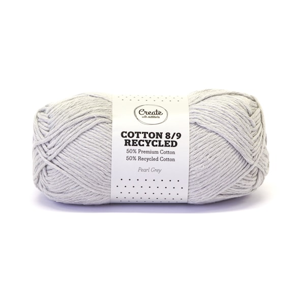 Cotton 8/9 Garn 100g Recycled Pearl Grey A827 Adlibris