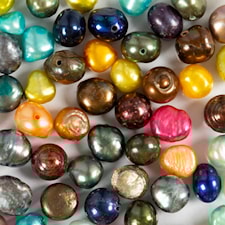 Ferskvannsperler, dia. 5-6 mm, hullstr. 0,5 mm, perlemorsfarger, 60 stk./ 1 pk.
