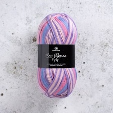 Sox Merino 4-ply ullmix 100g Bubblegum Pop (008) Svarta fåret