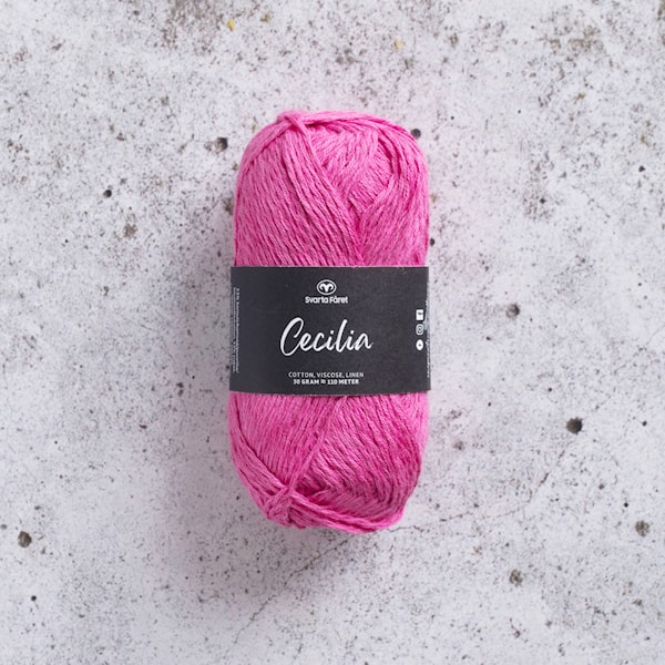 Cecilia Garn Lin- og bomullsmix 50 g cerisse 48 Svarta Fåret