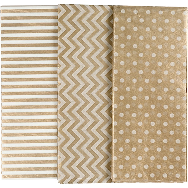 Silkepapir, ark 50x70 cm, 17 g, gull, 6 ark/ 1 pk.