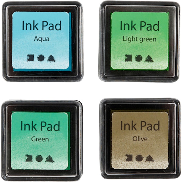 Creativ Company - Stamping ink Green Shades/Olive/Aqua 4 pcs.