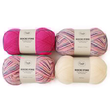 Color Pack Adlibris Socki Fine 100g Pink & White 4-pack