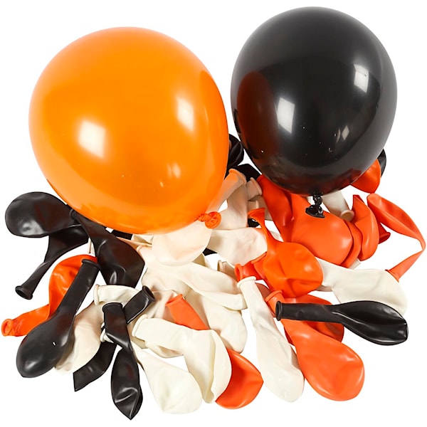Ballonger, 100 ass., hvit, oransje, svart