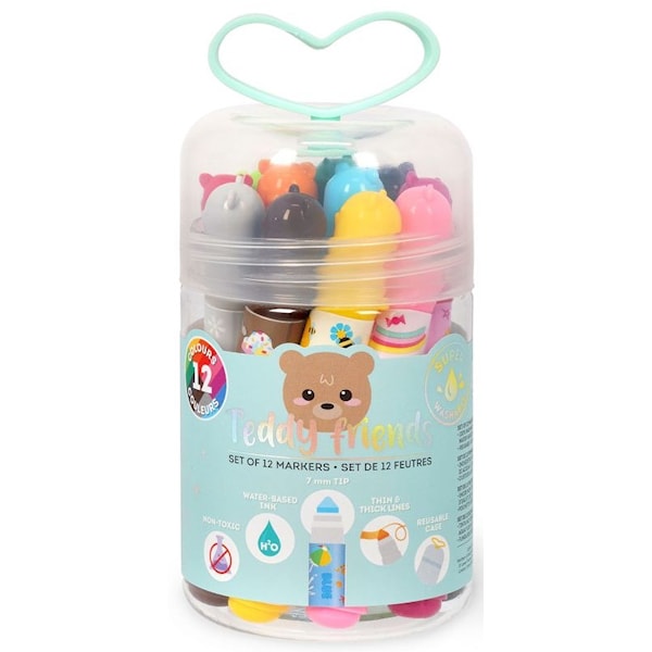 Teddy Friends markers, sett med 12 stk.
