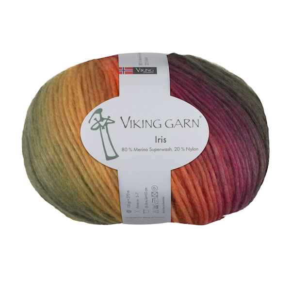 VikingIris 100 g Multi Oransje/grønn 458 Viking Garn