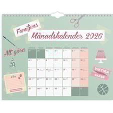 Familjekalender 2026 Familjens Månadskalender 350x270 mm Burde