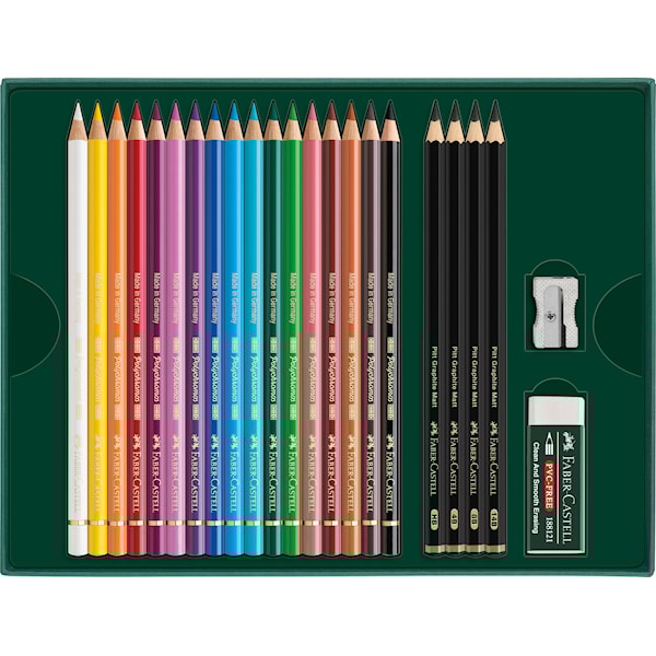 Gavesett Polychromos & Pitt Graphite Matt Small 17 deler Faber Castell