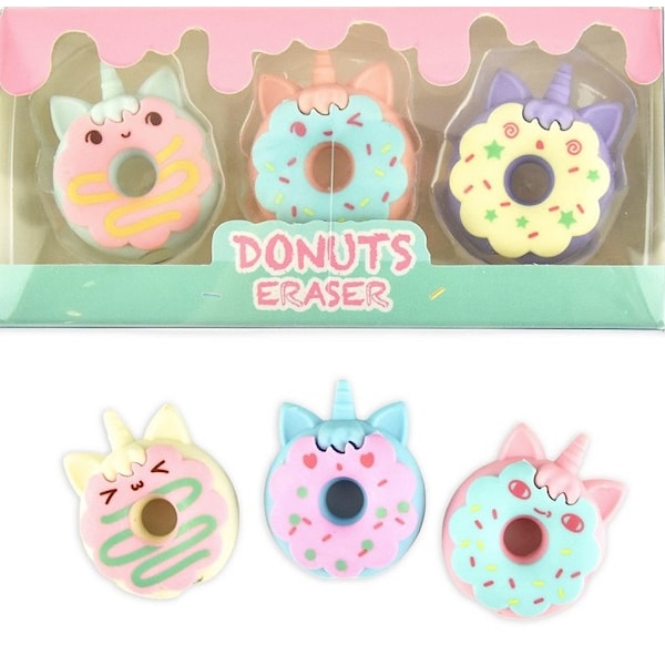 Viskelær Doughnut Caticorn 2Ass 3 stk 3 cm Ningbo Linkart Paper Products