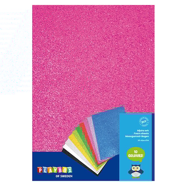 Glitterpapir av Mosegummi 10stk Playbox