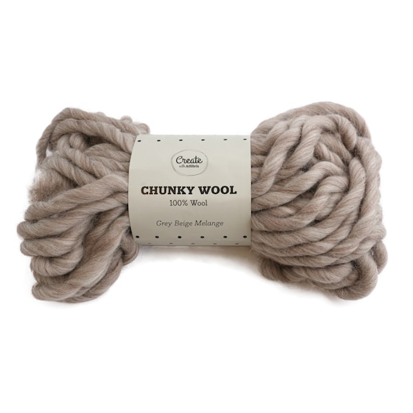 Adibris Chunky Wool Lanka Grey Beige Melange 200g A045