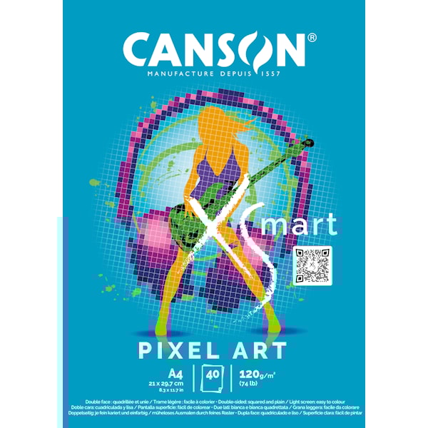 Skissepapir A4 limt langside 120g 40 ark Canson XSMART Pixel Art