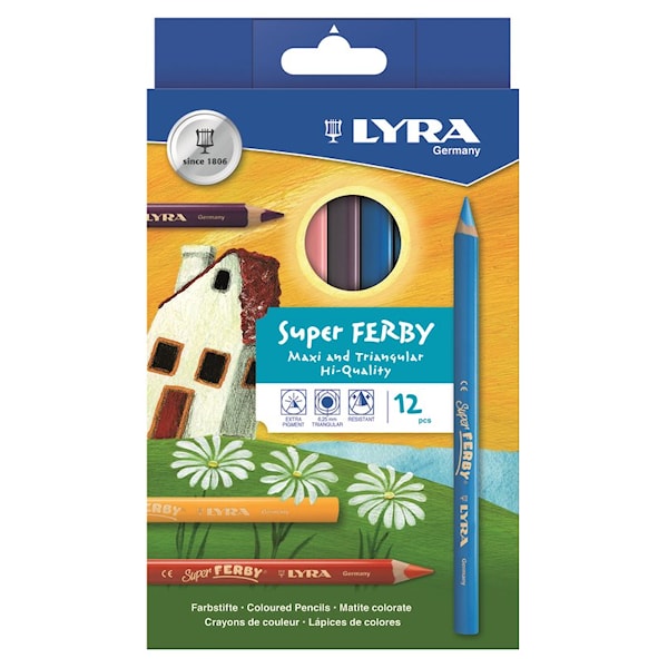 Super Ferby 1 fargeblyanter, mine: 6,25 mm, L: 18 cm, ass. Farger, 12stk.